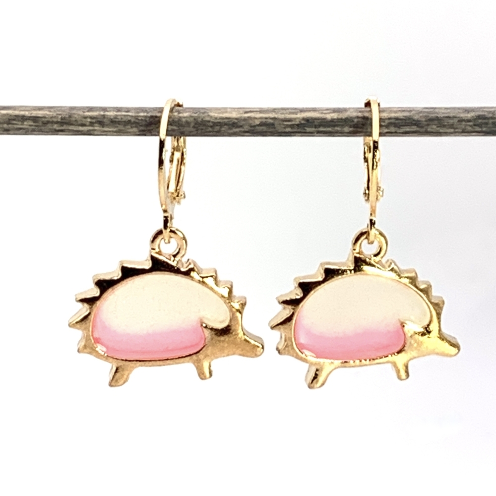 Pink Hedgehog Earrings